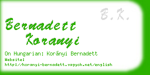 bernadett koranyi business card